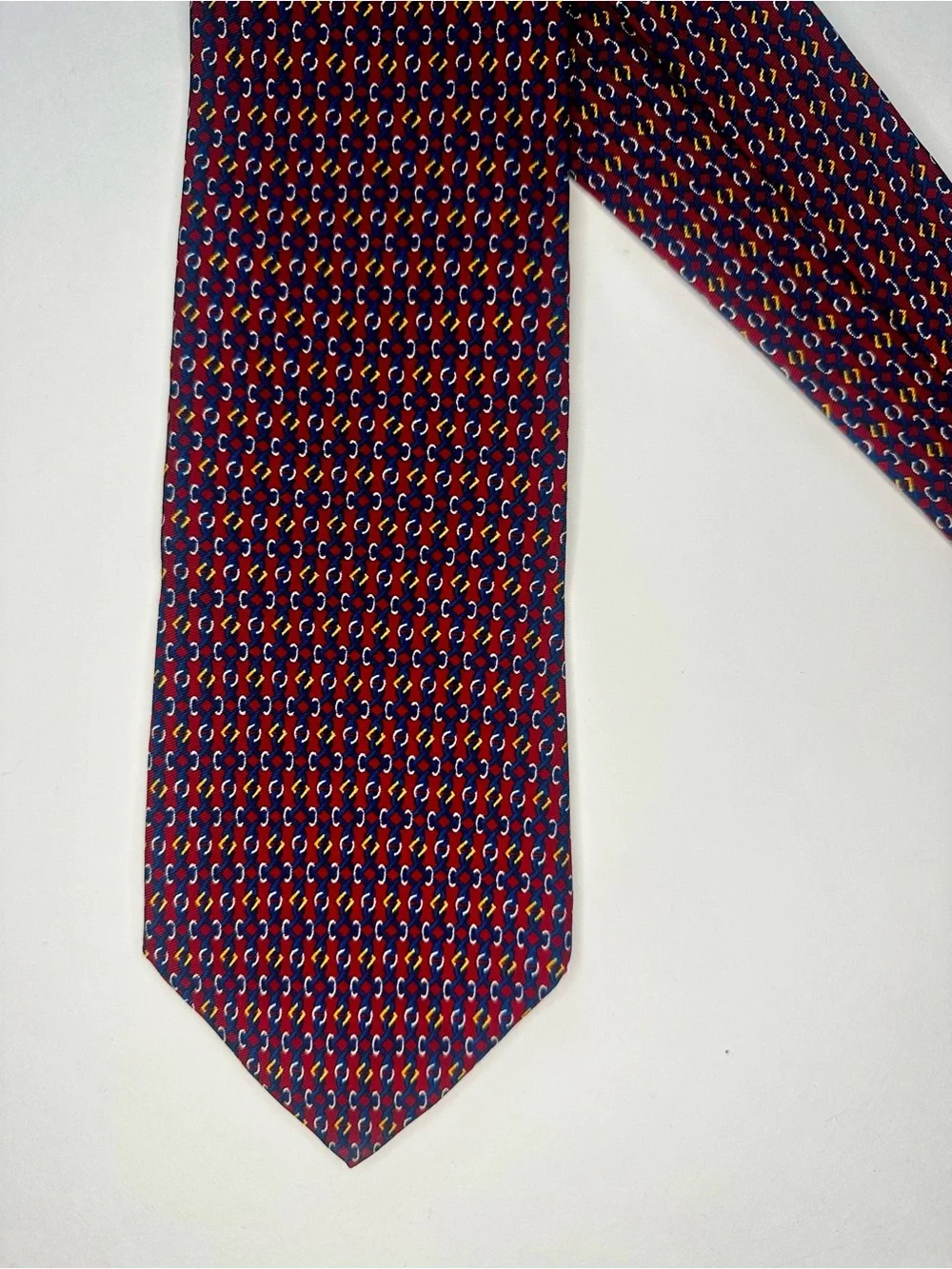 BROOKS BROTHERS Makers Classic Red & Blue Geometric Silk Tie, 3.75”